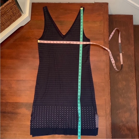 rag & bone Abigail Dot Knit Body Conscious V Neck Dress in Navy - Picture 10 of 14